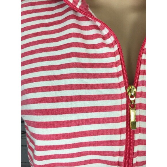 Abby & Friends Pink and White Stripe Zip Front Knit Jacket Medium Casual Striped - Picture 7 of 12